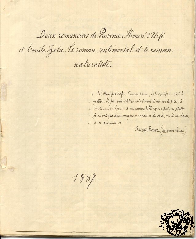 Page titre du manuscrit retrouvé d'Edmond Rostand