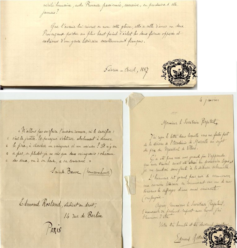La dernière page du manuscrit ainsi que sa lettre d'accompagnement