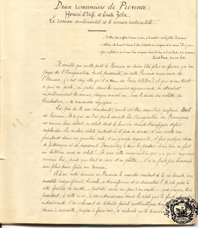 La première page du manuscrit d'Edmond Rostand
